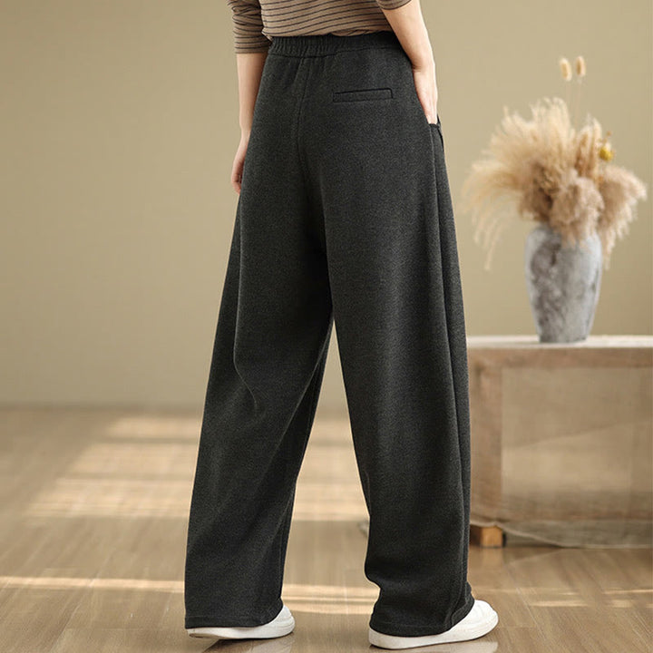 Pantalon droit décontracté en polyester épais avec poches pour femme Buddha Stones - image 2