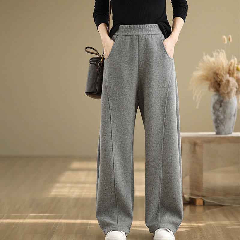 Pantalon droit décontracté en polyester épais avec poches pour femme Buddha Stones - Gris foncé - US8-10，UK/AU12-14，EU40-42 (2XL) - image 6