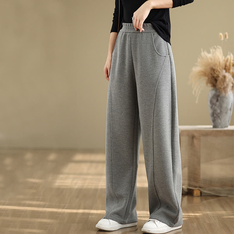 Pantalon droit décontracté en polyester épais avec poches pour femme Buddha Stones - image 10