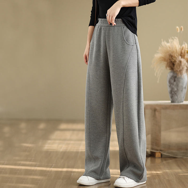 Pantalon droit décontracté en polyester épais avec poches pour femme Buddha Stones - image 10