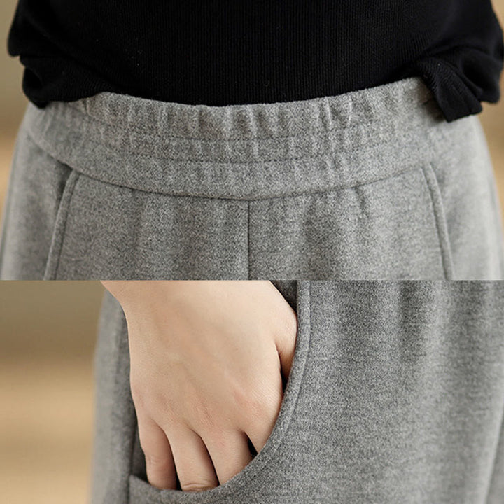 Pantalon droit décontracté en polyester épais avec poches pour femme Buddha Stones - image 12
