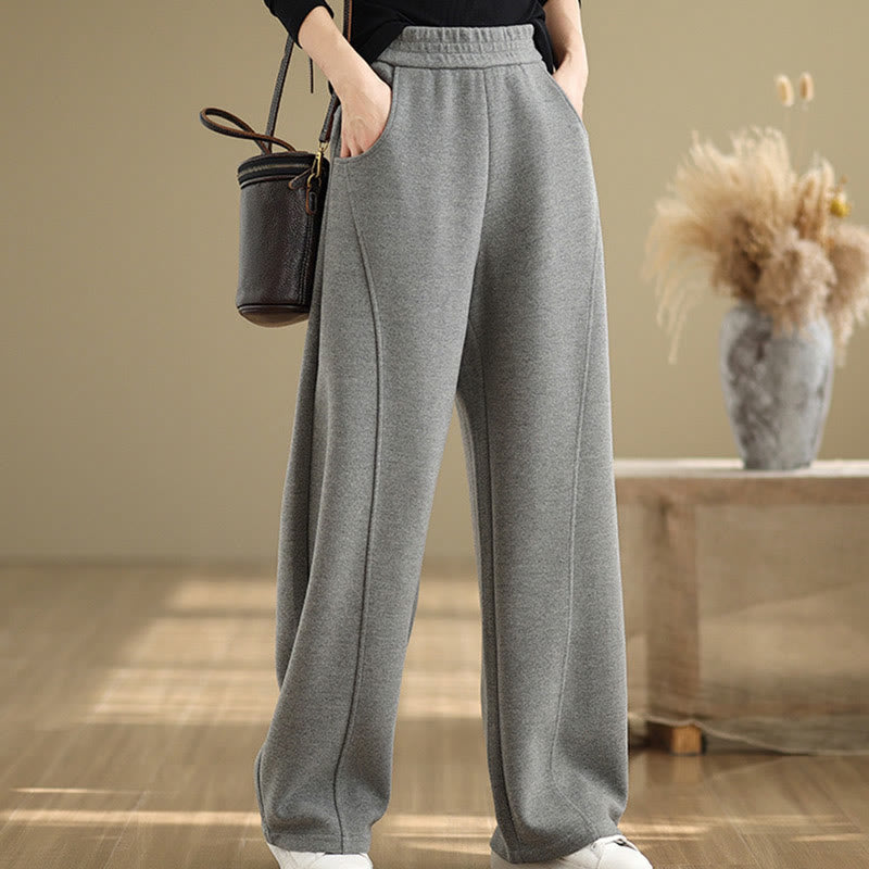 Pantalon droit décontracté en polyester épais avec poches pour femme Buddha Stones - image 7