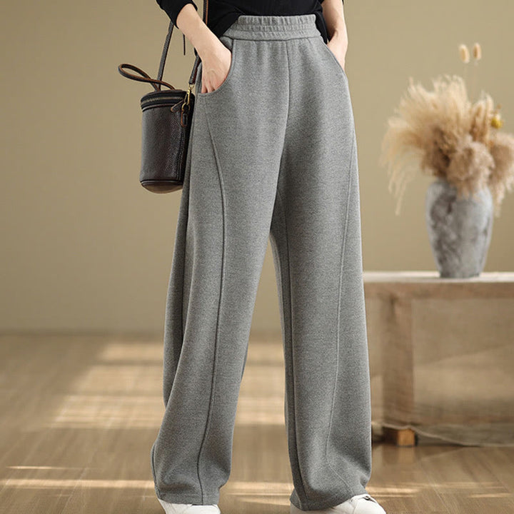 Pantalon droit décontracté en polyester épais avec poches pour femme Buddha Stones - image 7