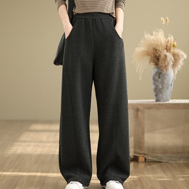 Pantalon droit décontracté en polyester épais avec poches pour femme Buddha Stones - image 4