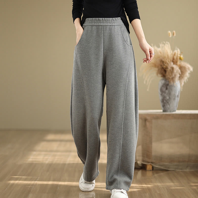 Pantalon droit décontracté en polyester épais avec poches pour femme Buddha Stones - image 8