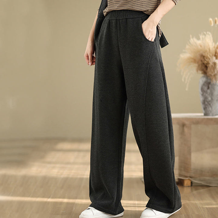Pantalon droit décontracté en polyester épais avec poches pour femme Buddha Stones - image 3