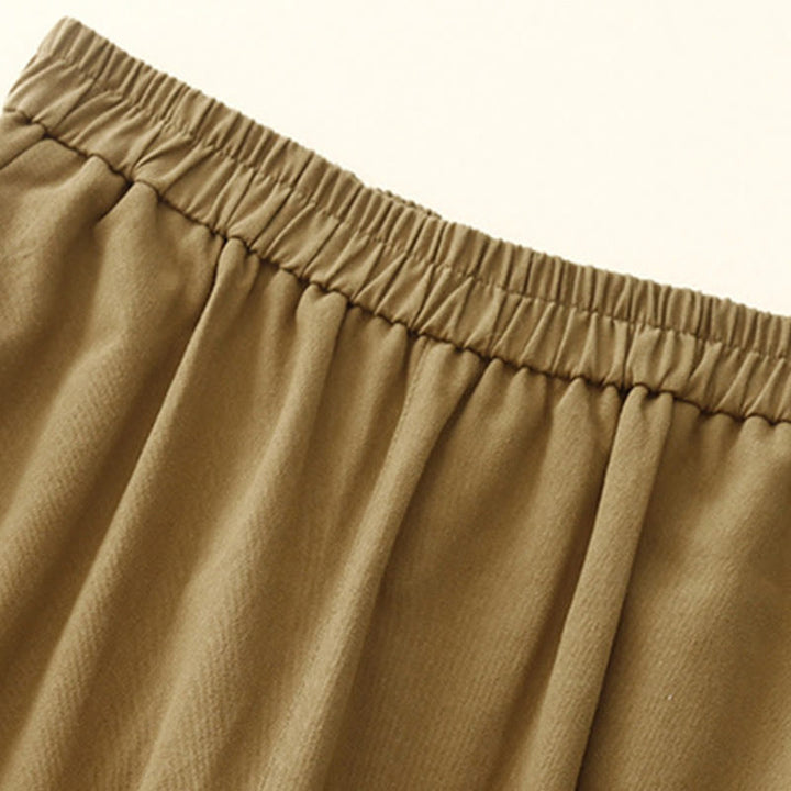 Pantalon décontracté en coton et polyester avec poches pour femme, boutons-pression et Buddha Stones - image 4