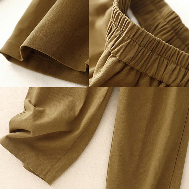 Pantalon décontracté en coton et polyester avec poches pour femme, boutons-pression et Buddha Stones - image 3