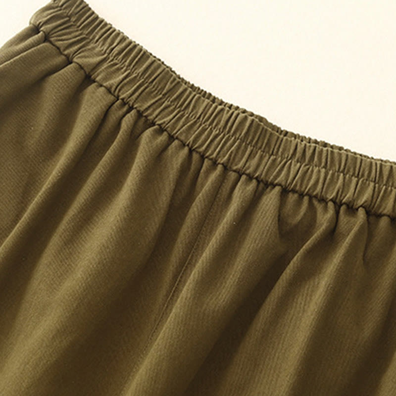 Pantalon décontracté en coton et polyester avec poches pour femme, boutons-pression et Buddha Stones - image 7
