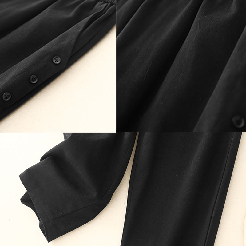 Pantalon décontracté en coton et polyester avec poches pour femme, boutons-pression et Buddha Stones - image 9