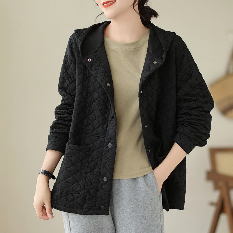 Veste thermique à manches longues en coton pour femme, motif Buddha Stones, avec poches - Noir - US14，UK/AU18，EU46 (2XL) - image 8