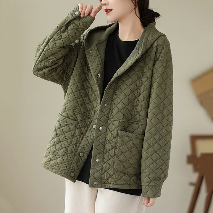 Veste thermique à manches longues en coton pour femme, motif Buddha Stones, avec poches - image 1