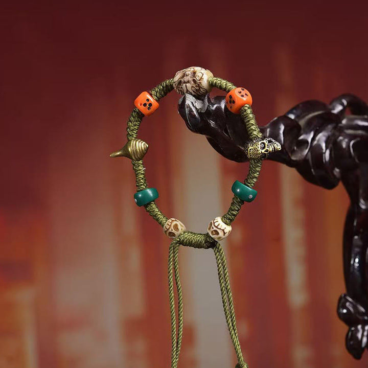 Bracelet en corde fait main avec des Buddha Stones et des motifs de dragon tibétain - image 2