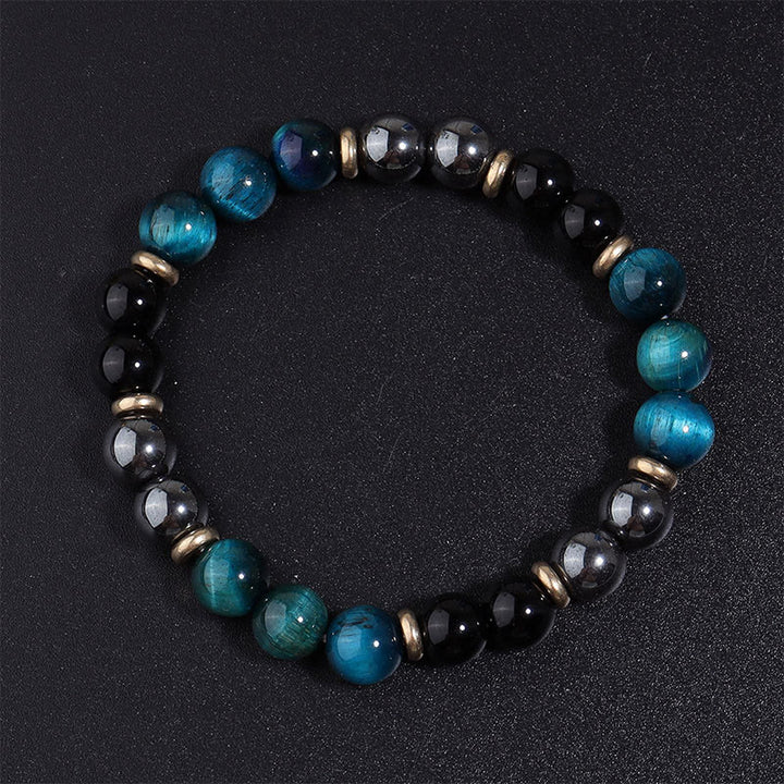 Bracelet d'équilibre en perles d'œil de tigre bleu naturel et Buddha Stones - image 7