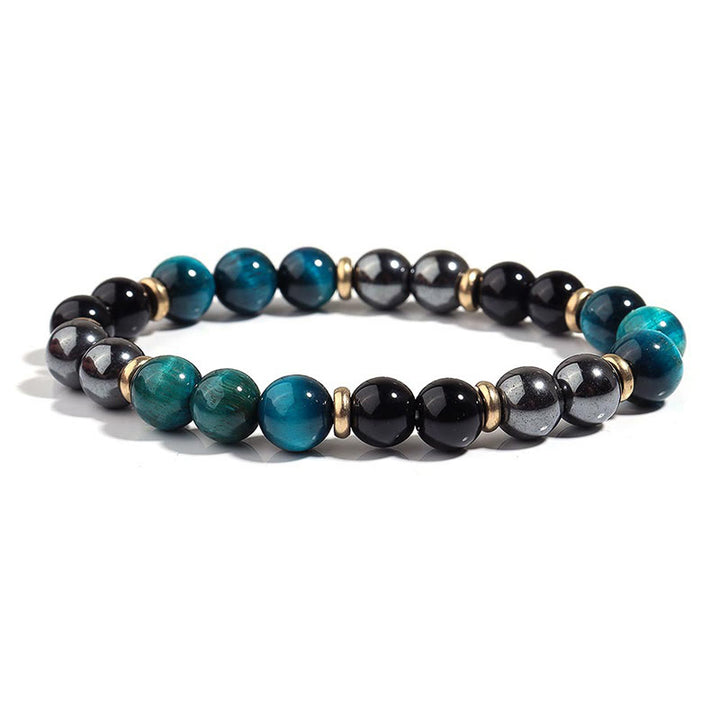 Bracelet d'équilibre en perles d'œil de tigre bleu naturel et Buddha Stones - image 6
