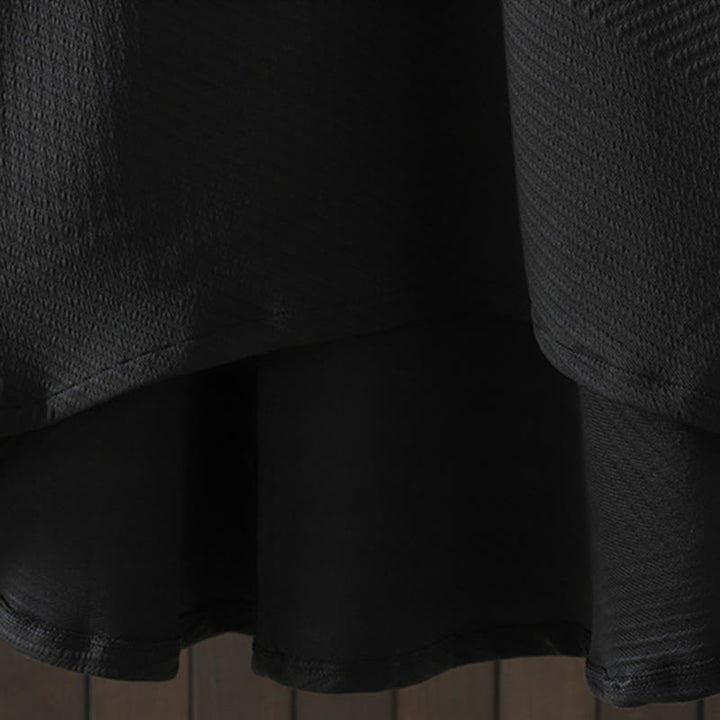 Robe mi-longue à col roulé et manches longues en coton avec poches et motif irrégulier de Buddha Stones - image 6