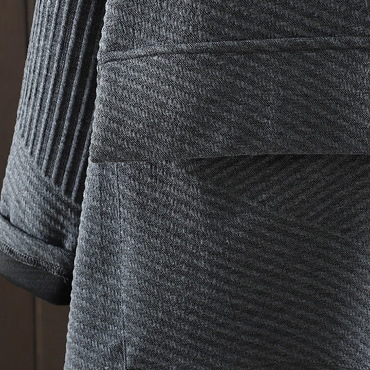 Robe mi-longue à col roulé et manches longues en coton avec poches et motif irrégulier de Buddha Stones - image 11
