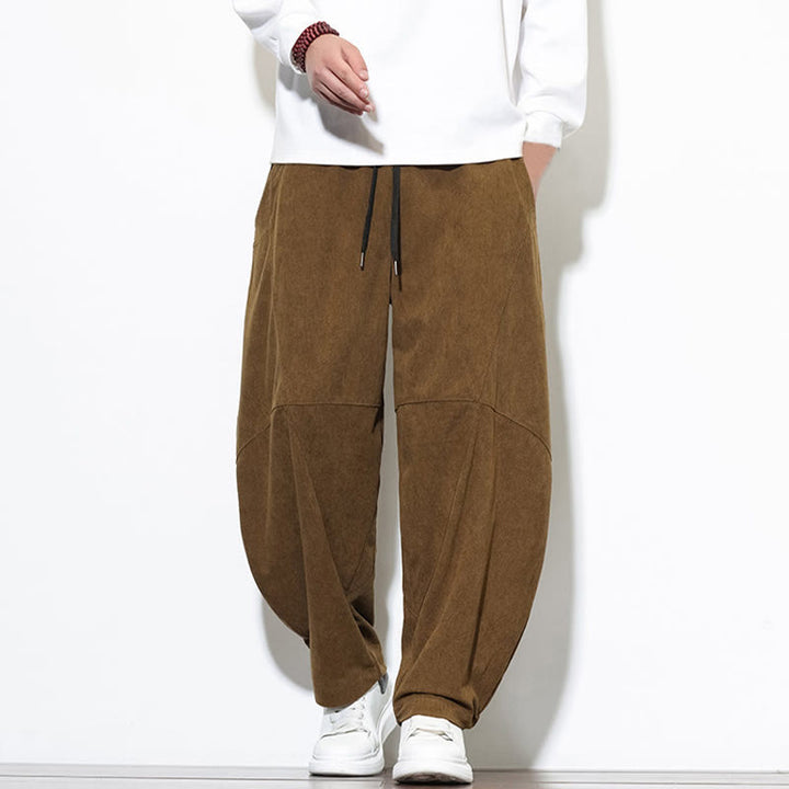 Pantalon Buddha Stones en velours côtelé de coton pour homme, couleur unie, avec cordon de serrage et poches - image 30
