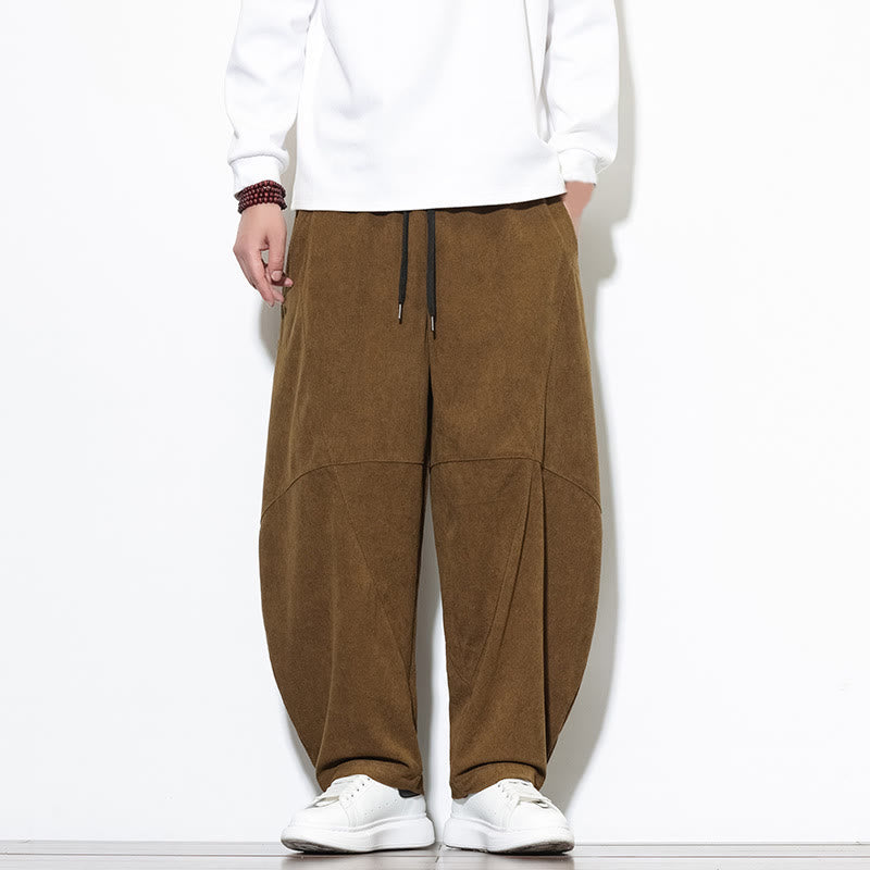 Pantalon Buddha Stones en velours côtelé de coton pour homme, couleur unie, avec cordon de serrage et poches - Verge d'or foncée - US/UK/AU46，EU56 (5XL) - image 29