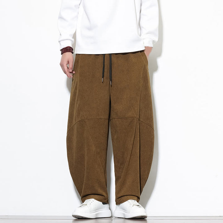 Pantalon Buddha Stones en velours côtelé de coton pour homme, couleur unie, avec cordon de serrage et poches - Verge d'or foncée - US/UK/AU46，EU56 (5XL) - image 29