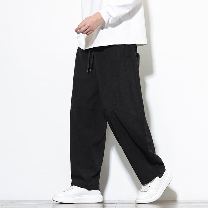 Pantalon Buddha Stones en velours côtelé de coton pour homme, couleur unie, avec cordon de serrage et poches - image 22
