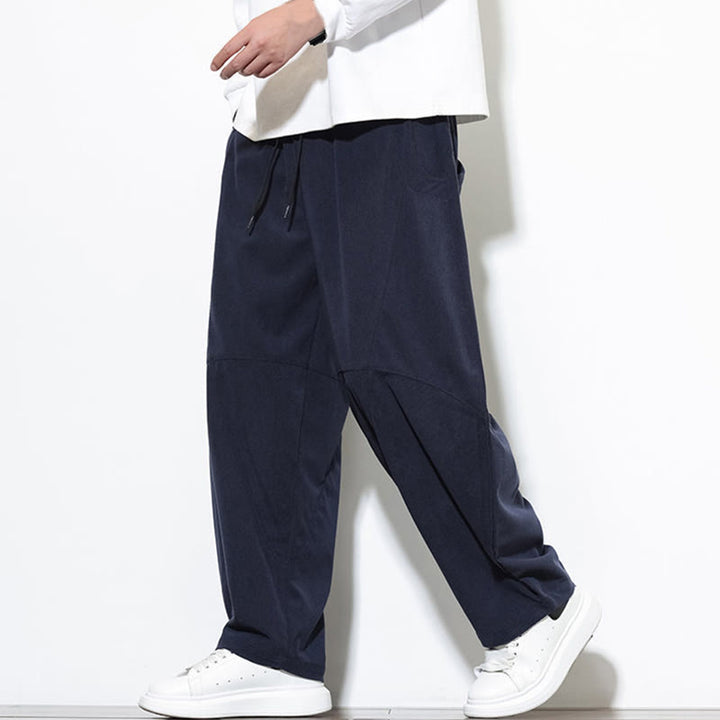 Pantalon Buddha Stones en velours côtelé de coton pour homme, couleur unie, avec cordon de serrage et poches - image 6