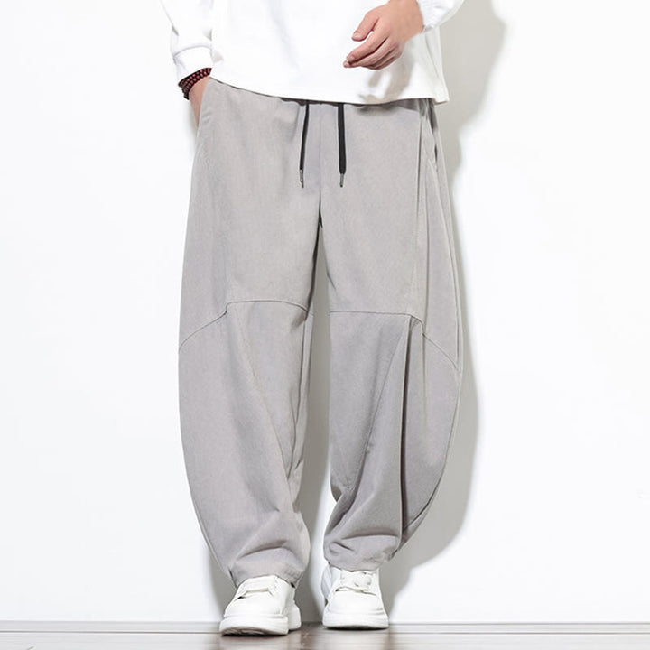 Pantalon Buddha Stones en velours côtelé de coton pour homme, couleur unie, avec cordon de serrage et poches - image 9
