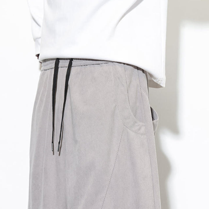 Pantalon Buddha Stones en velours côtelé de coton pour homme, couleur unie, avec cordon de serrage et poches - image 18