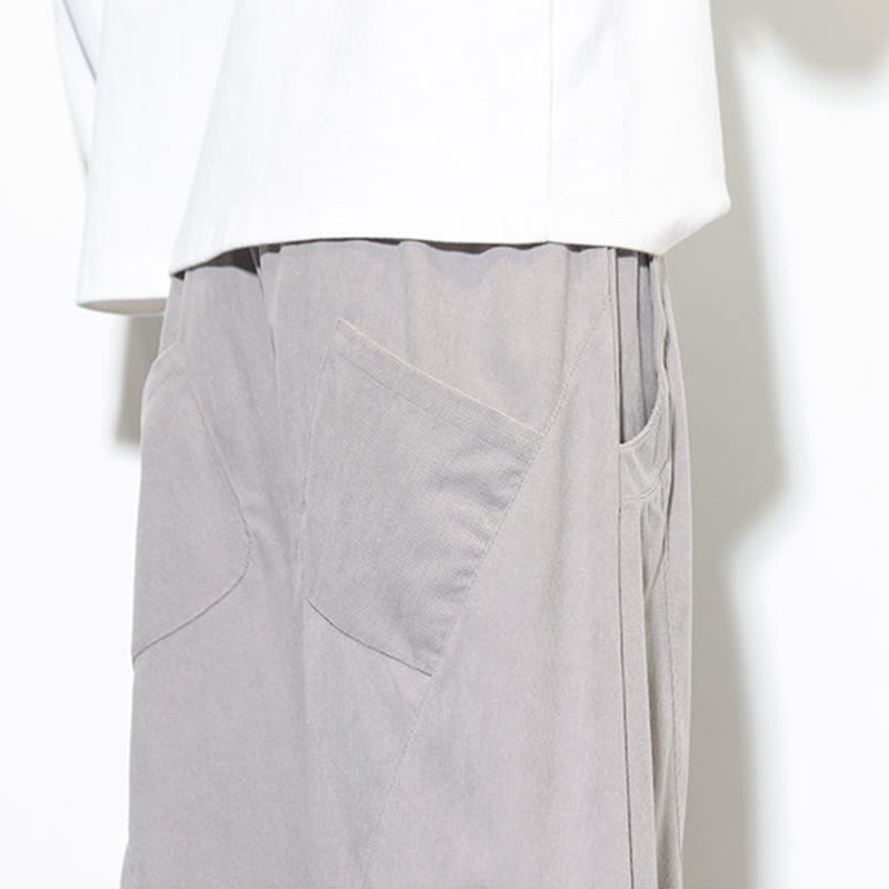 Pantalon Buddha Stones en velours côtelé de coton pour homme, couleur unie, avec cordon de serrage et poches - image 17