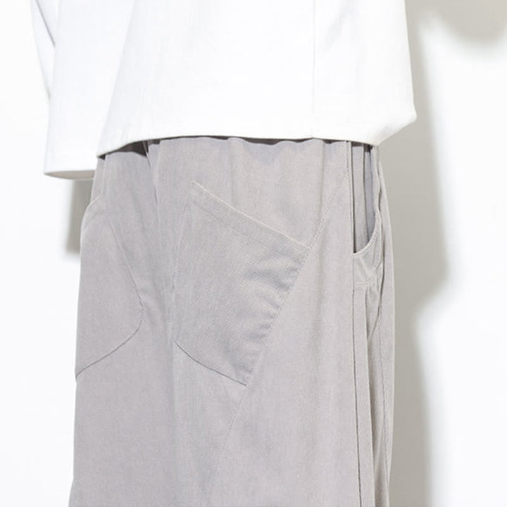 Pantalon Buddha Stones en velours côtelé de coton pour homme, couleur unie, avec cordon de serrage et poches - image 17