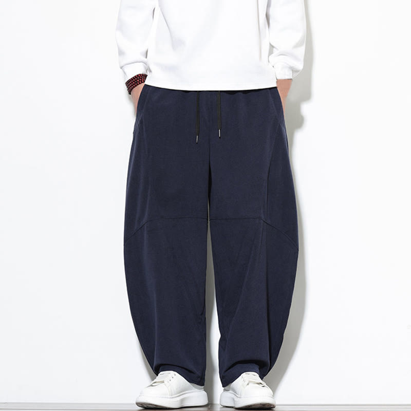 Pantalon Buddha Stones en velours côtelé de coton pour homme, couleur unie, avec cordon de serrage et poches - image 1