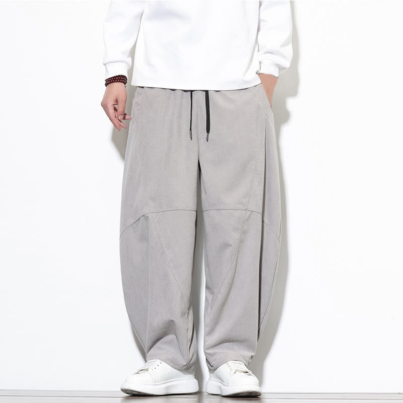 Pantalon Buddha Stones en velours côtelé de coton pour homme, couleur unie, avec cordon de serrage et poches - Gris clair - US/UK/AU46，EU56 (5XL) - image 8