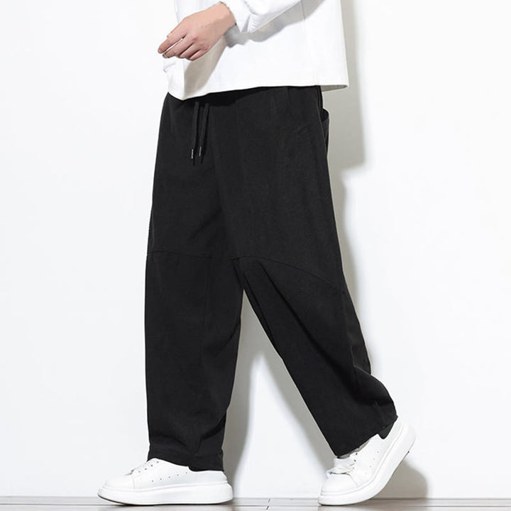 Pantalon Buddha Stones en velours côtelé de coton pour homme, couleur unie, avec cordon de serrage et poches - image 27