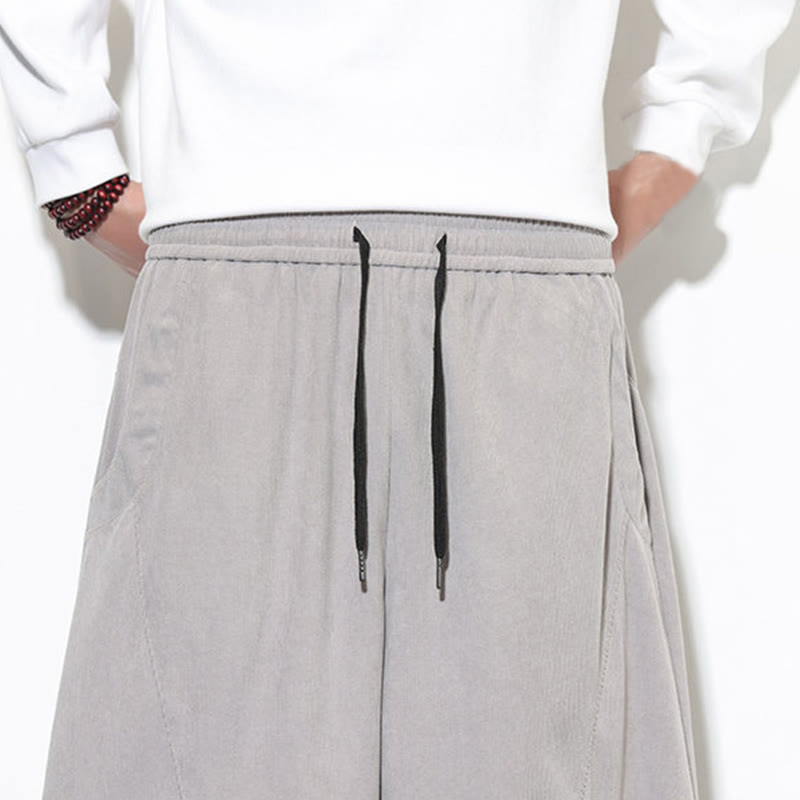 Pantalon Buddha Stones en velours côtelé de coton pour homme, couleur unie, avec cordon de serrage et poches - image 16