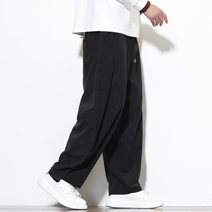 Pantalon Buddha Stones en velours côtelé de coton pour homme, couleur unie, avec cordon de serrage et poches - image 28