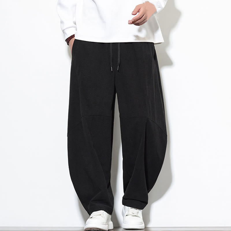 Pantalon Buddha Stones en velours côtelé de coton pour homme, couleur unie, avec cordon de serrage et poches - image 21
