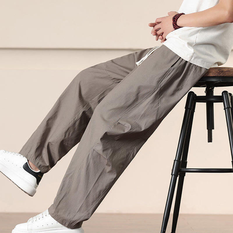 Pantalon sarouel pour homme avec cordon de serrage et poches, couleur unie, motif Buddha Stones Commute Spring - image 33