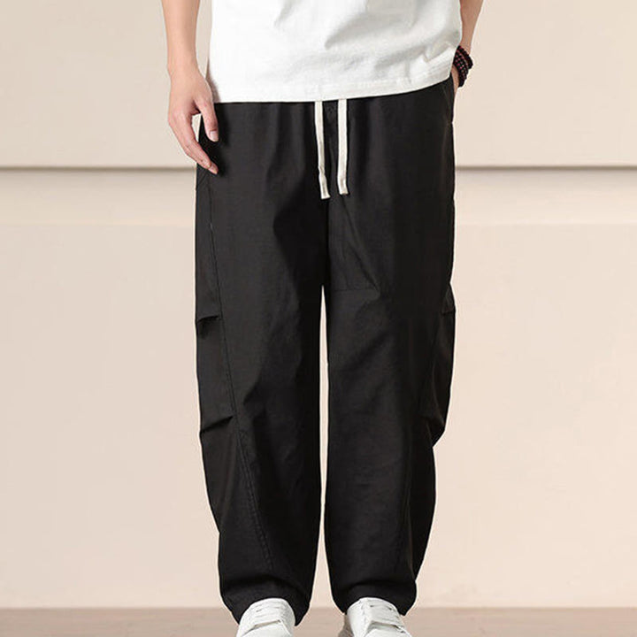 Pantalon sarouel pour homme avec cordon de serrage et poches, couleur unie, motif Buddha Stones Commute Spring - image 10