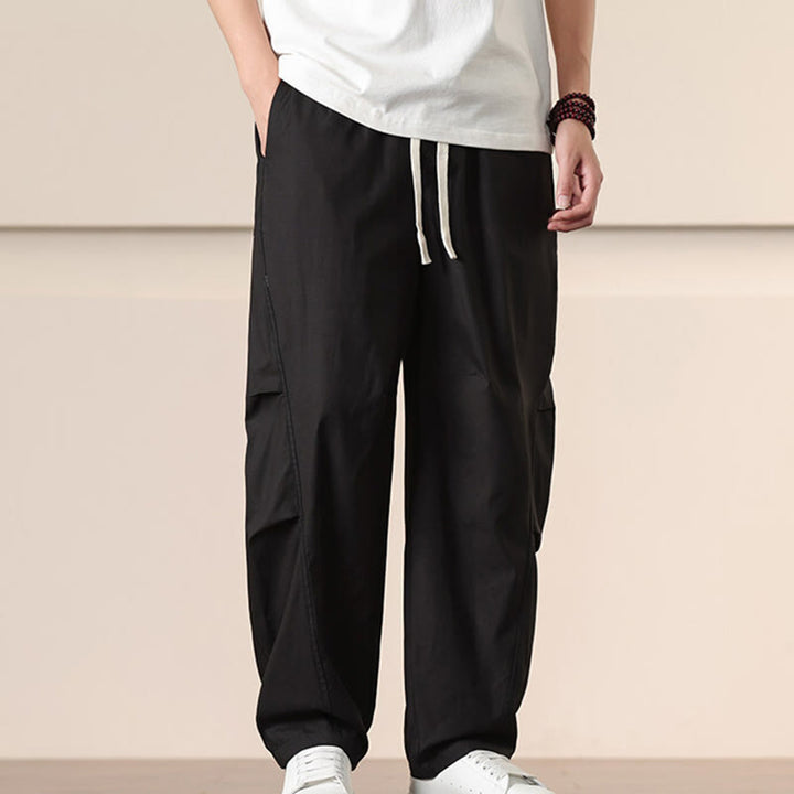 Pantalon sarouel pour homme avec cordon de serrage et poches, couleur unie, motif Buddha Stones Commute Spring - Noir - US/UK/AU46，EU56 (5XL) - image 9