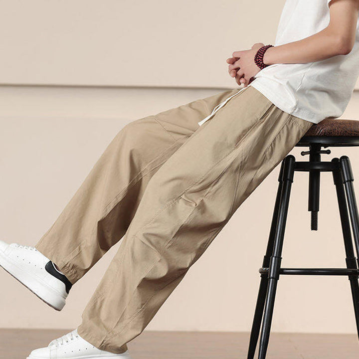 Pantalon sarouel pour homme avec cordon de serrage et poches, couleur unie, motif Buddha Stones Commute Spring - image 8