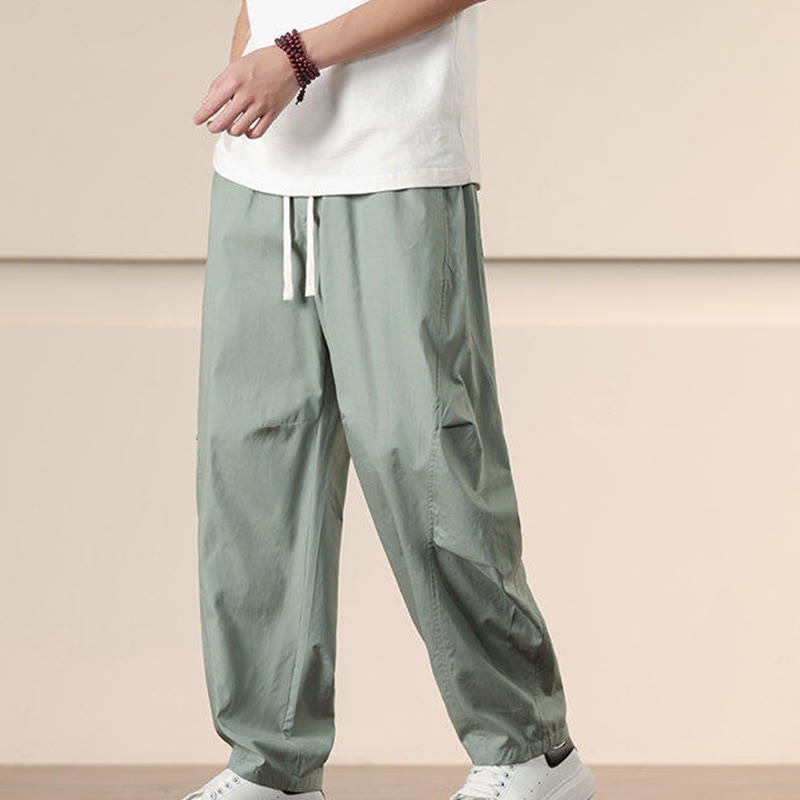 Pantalon sarouel pour homme avec cordon de serrage et poches, couleur unie, motif Buddha Stones Commute Spring - image 19