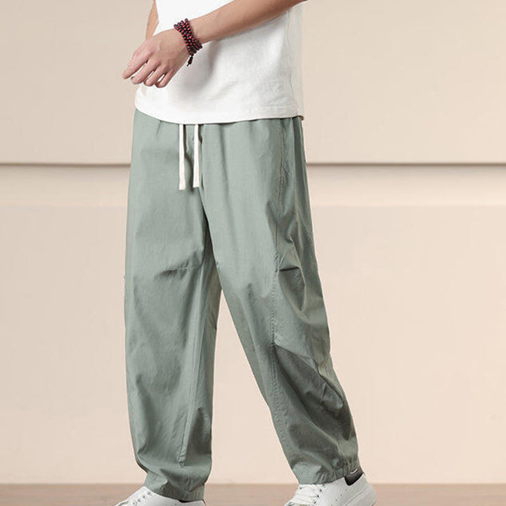 Pantalon sarouel pour homme avec cordon de serrage et poches, couleur unie, motif Buddha Stones Commute Spring - image 19