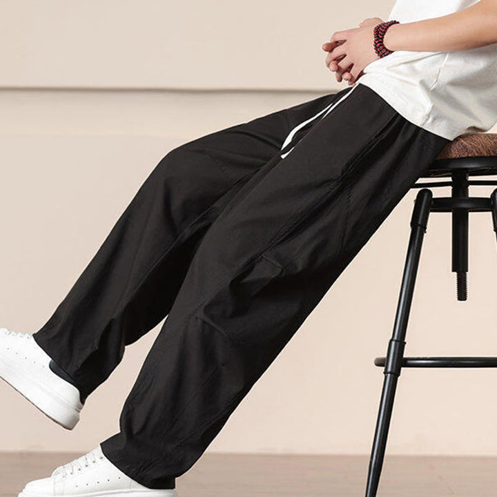 Pantalon sarouel pour homme avec cordon de serrage et poches, couleur unie, motif Buddha Stones Commute Spring - image 16