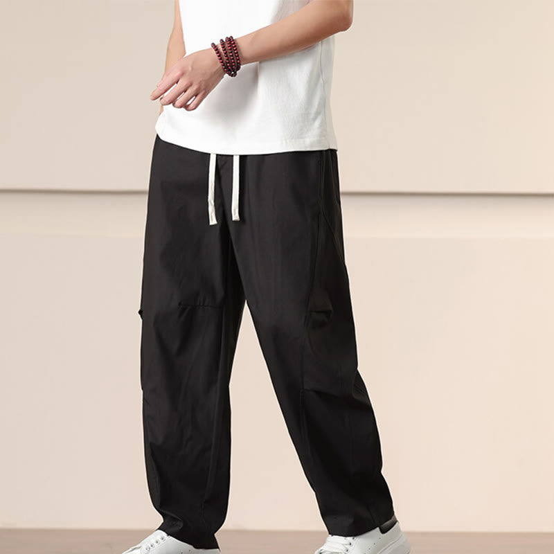Pantalon sarouel pour homme avec cordon de serrage et poches, couleur unie, motif Buddha Stones Commute Spring - image 11