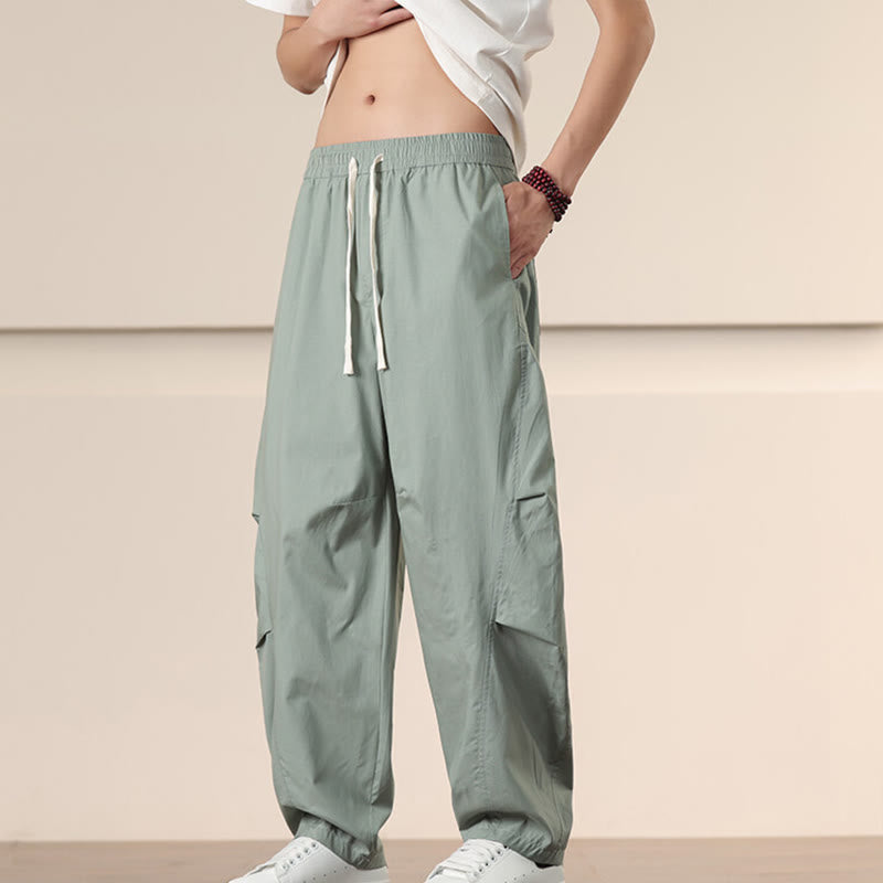 Pantalon sarouel pour homme avec cordon de serrage et poches, couleur unie, motif Buddha Stones Commute Spring - image 23