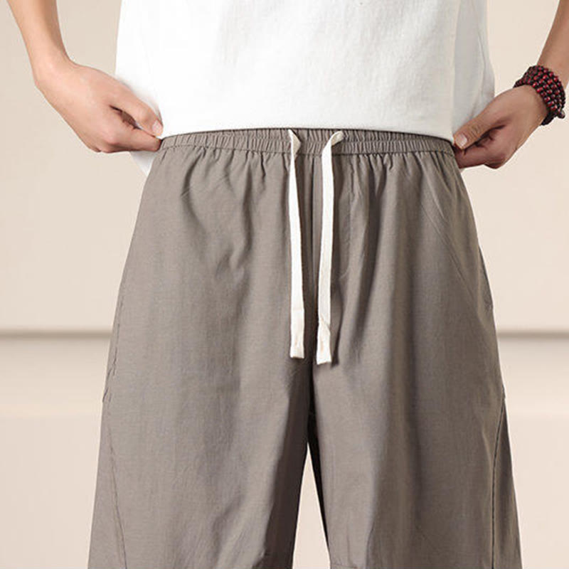 Pantalon sarouel pour homme avec cordon de serrage et poches, couleur unie, motif Buddha Stones Commute Spring - image 34