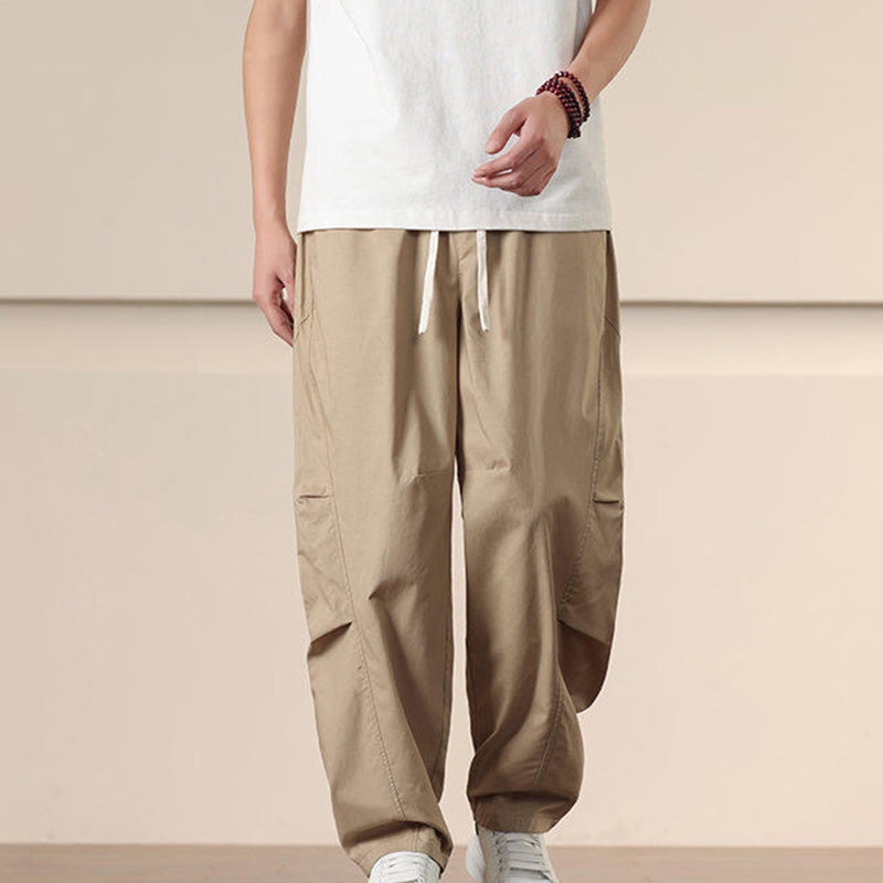 Pantalon sarouel pour homme avec cordon de serrage et poches, couleur unie, motif Buddha Stones Commute Spring - BurlyWood - US/UK/AU46，EU56 (5XL) - image 0