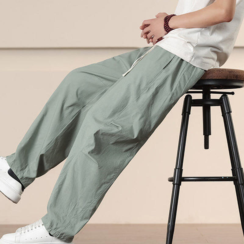 Pantalon sarouel pour homme avec cordon de serrage et poches, couleur unie, motif Buddha Stones Commute Spring - image 25