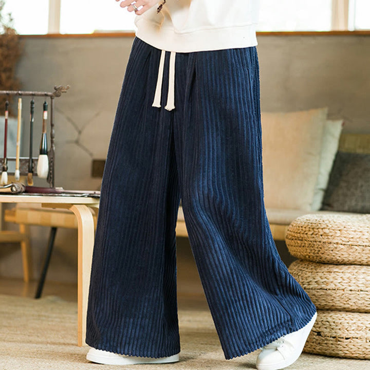 Pantalon large en velours côtelé de coton avec cordon de serrage et poches pour homme Buddha Stones Commute - image 13