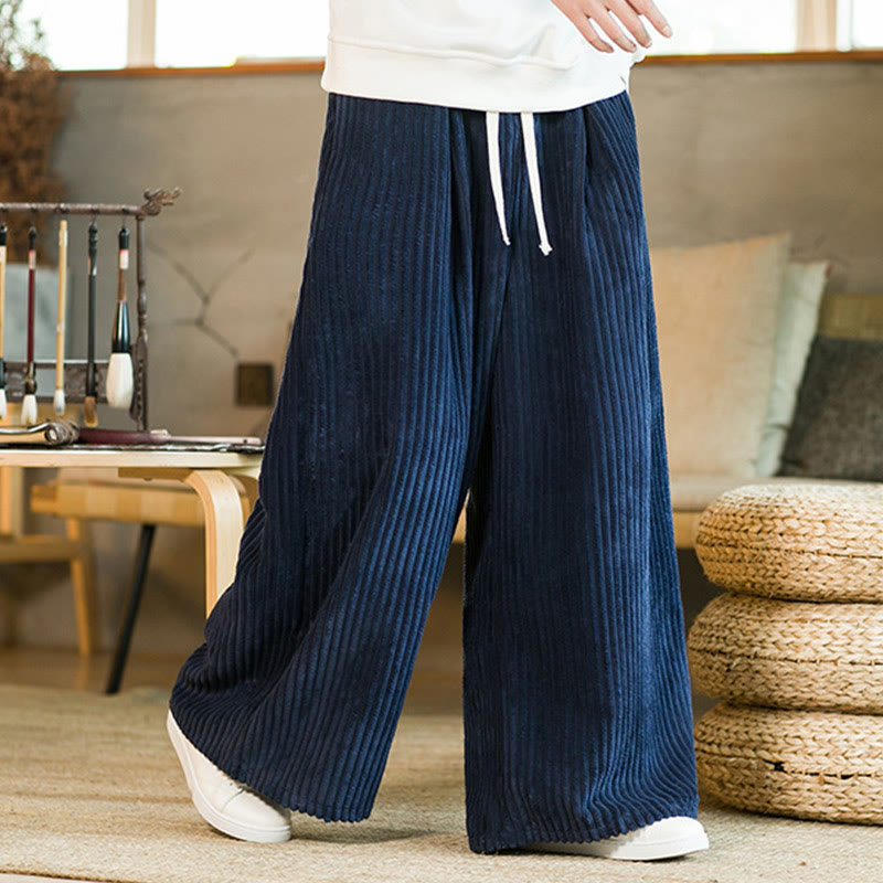 Pantalon large en velours côtelé de coton avec cordon de serrage et poches pour homme Buddha Stones Commute - image 15